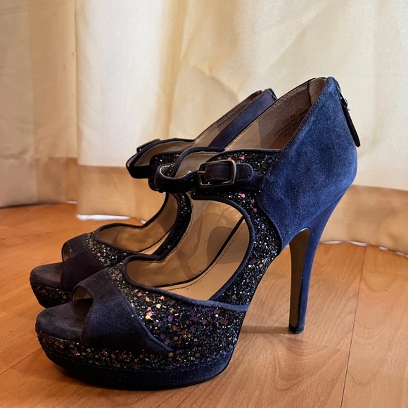 Enzo Angiolini Women's Blue Glitter Heels - Picture 1 of 6